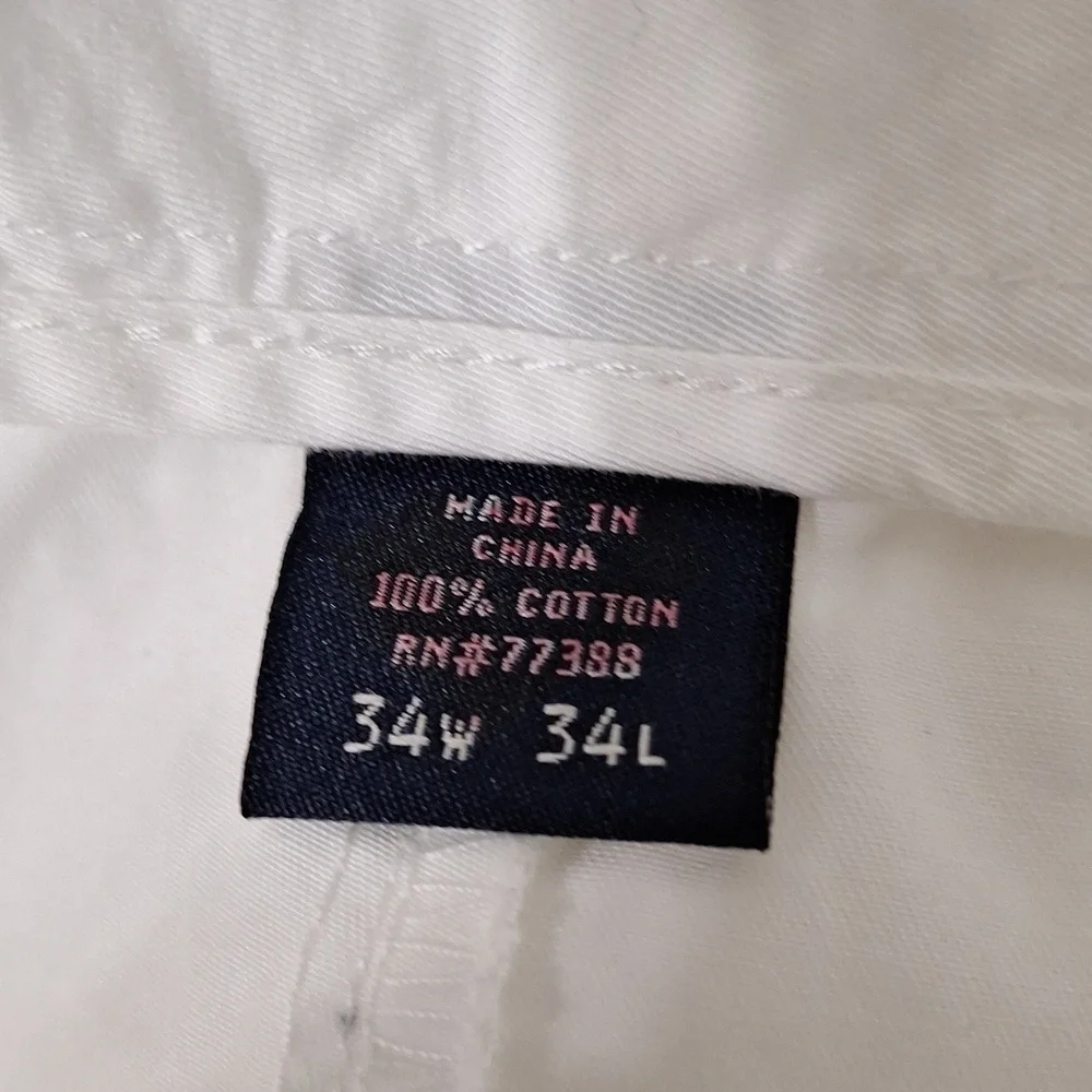 J. Crew Men’s White Preppy Quiet Luxury High Rise Chino Pants Size 34 x 34